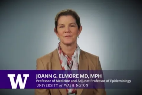 Video screen capture of Joann G. Elmore, MD, MPH.